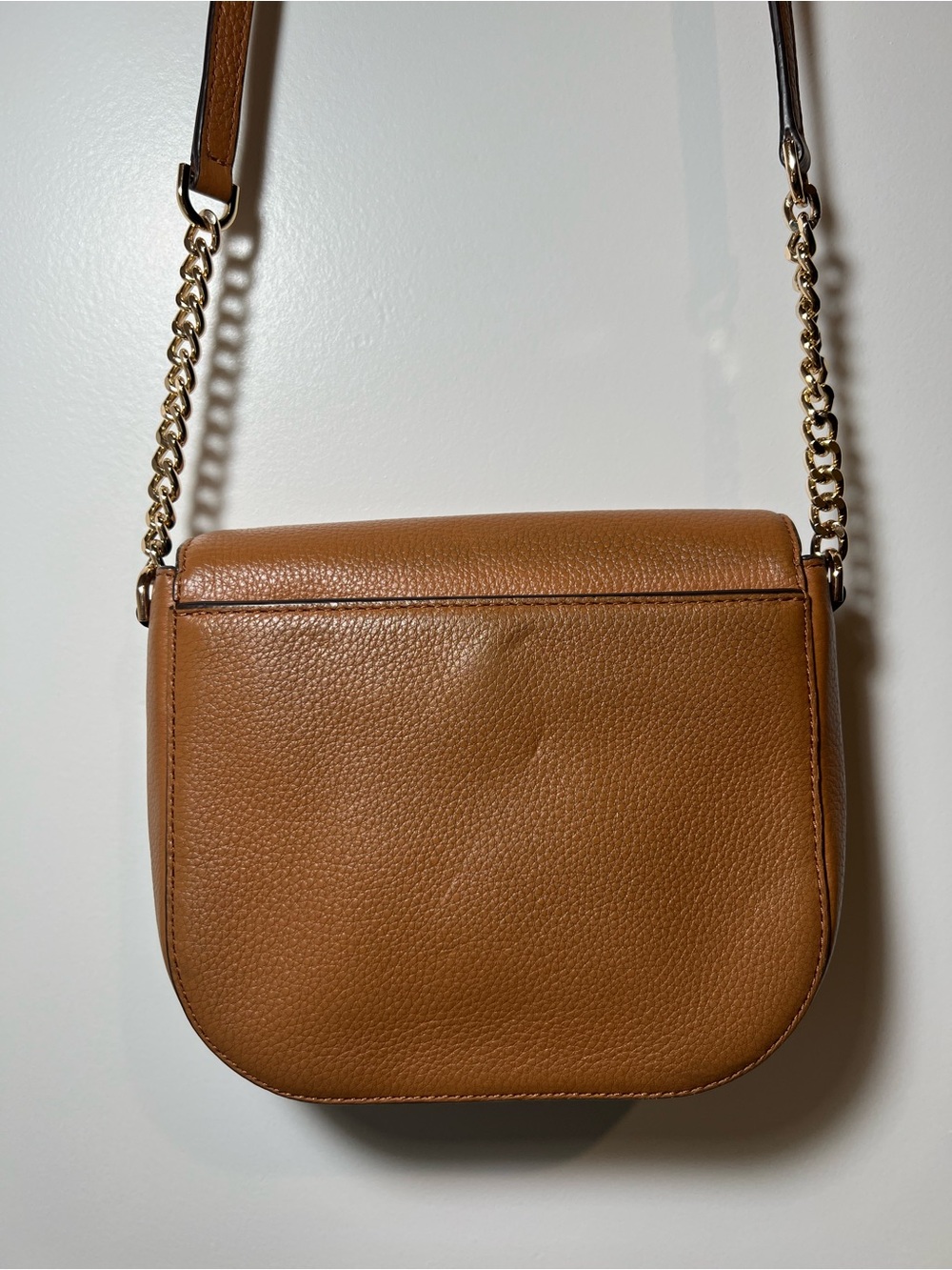 Michael Kors Tan Pebbled Leather Crossbody Bag | Gold Hardware - Picture 16 of 16